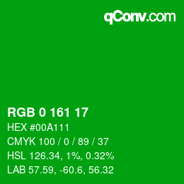 Color code: RGB 0 161 17 | qconv.com