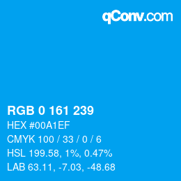 カラーコード: RGB 0 161 239 | qconv.com
