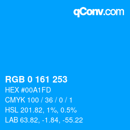 Color code: RGB 0 161 253 | qconv.com