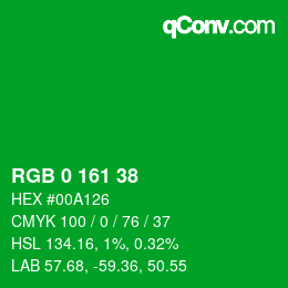 Color code: RGB 0 161 38 | qconv.com