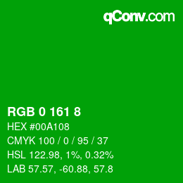 Farbcode: RGB 0 161 8 | qconv.com