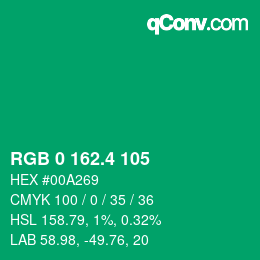 カラーコード: RGB 0 162.4 105 | qconv.com