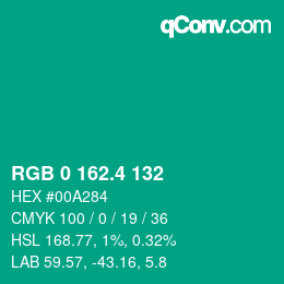 カラーコード: RGB 0 162.4 132 | qconv.com