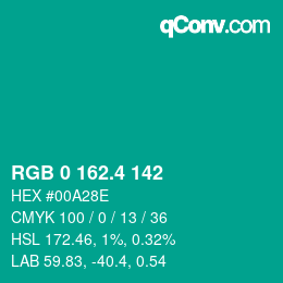 カラーコード: RGB 0 162.4 142 | qconv.com