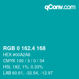 カラーコード: RGB 0 162.4 168 | qconv.com