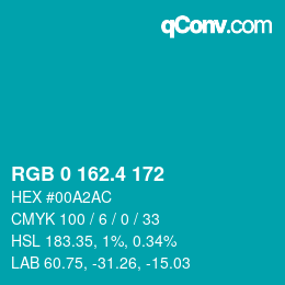 カラーコード: RGB 0 162.4 172 | qconv.com