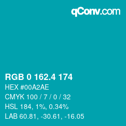 カラーコード: RGB 0 162.4 174 | qconv.com