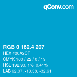 カラーコード: RGB 0 162.4 207 | qconv.com