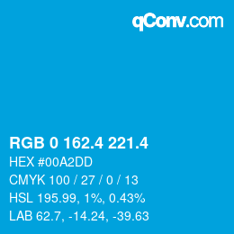 カラーコード: RGB 0 162.4 221.4 | qconv.com