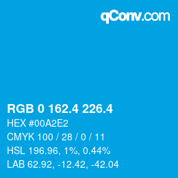 カラーコード: RGB 0 162.4 226.4 | qconv.com