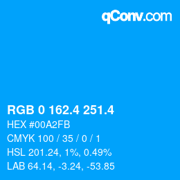 カラーコード: RGB 0 162.4 251.4 | qconv.com