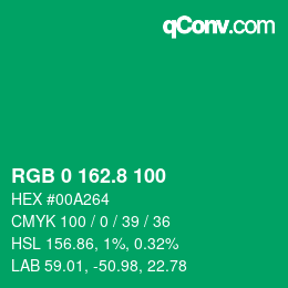 カラーコード: RGB 0 162.8 100 | qconv.com