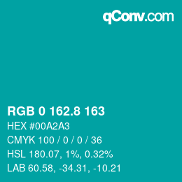 カラーコード: RGB 0 162.8 163 | qconv.com