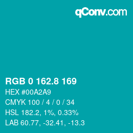 カラーコード: RGB 0 162.8 169 | qconv.com