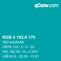 カラーコード: RGB 0 162.8 170 | qconv.com