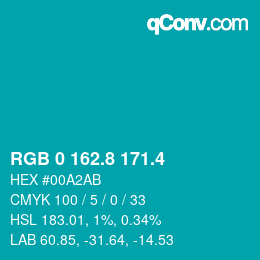 カラーコード: RGB 0 162.8 171.4 | qconv.com