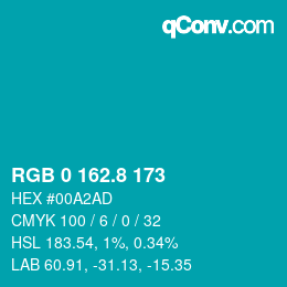 カラーコード: RGB 0 162.8 173 | qconv.com