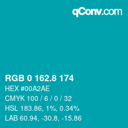 カラーコード: RGB 0 162.8 174 | qconv.com