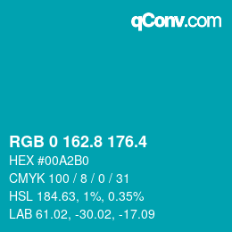 カラーコード: RGB 0 162.8 176.4 | qconv.com