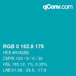 カラーコード: RGB 0 162.8 178 | qconv.com