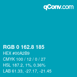 カラーコード: RGB 0 162.8 185 | qconv.com