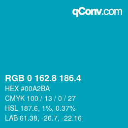 カラーコード: RGB 0 162.8 186.4 | qconv.com