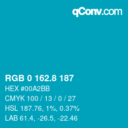 カラーコード: RGB 0 162.8 187 | qconv.com