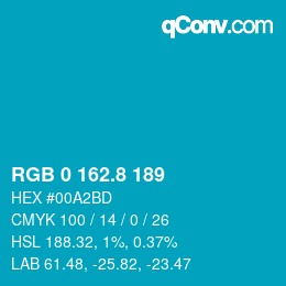 カラーコード: RGB 0 162.8 189 | qconv.com