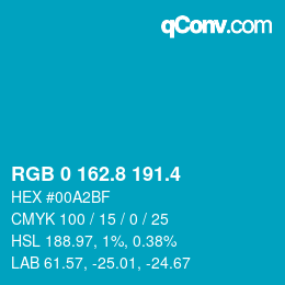 カラーコード: RGB 0 162.8 191.4 | qconv.com