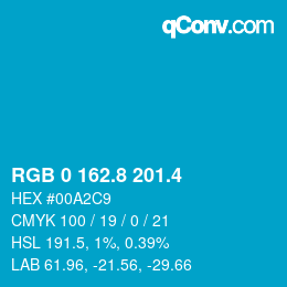 カラーコード: RGB 0 162.8 201.4 | qconv.com