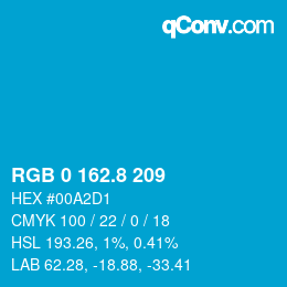 カラーコード: RGB 0 162.8 209 | qconv.com