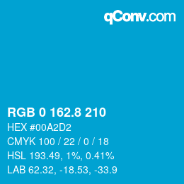 カラーコード: RGB 0 162.8 210 | qconv.com