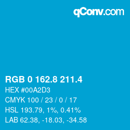 カラーコード: RGB 0 162.8 211.4 | qconv.com