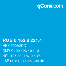 カラーコード: RGB 0 162.8 221.4 | qconv.com