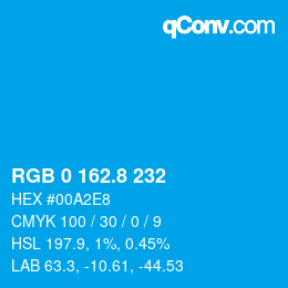 カラーコード: RGB 0 162.8 232 | qconv.com