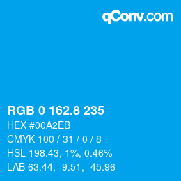 カラーコード: RGB 0 162.8 235 | qconv.com