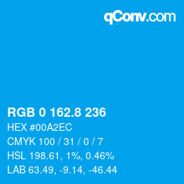 カラーコード: RGB 0 162.8 236 | qconv.com
