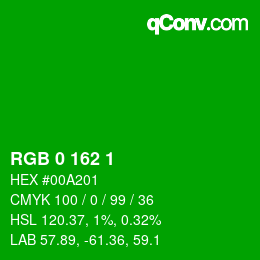 Color code: RGB 0 162 1 | qconv.com