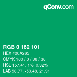 Color code: RGB 0 162 101 | qconv.com