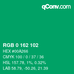 Color code: RGB 0 162 102 | qconv.com
