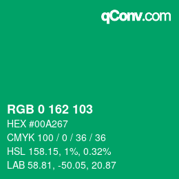 Color code: RGB 0 162 103 | qconv.com