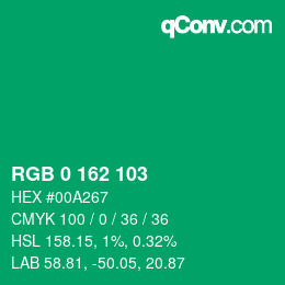 Código de color: RGB 0 162 103 | qconv.com