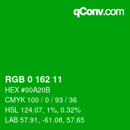 Color code: RGB 0 162 11 | qconv.com
