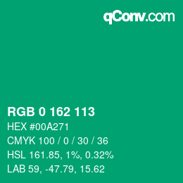 Color code: RGB 0 162 113 | qconv.com