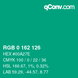Color code: RGB 0 162 126 | qconv.com