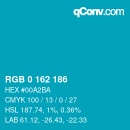 Color code: RGB 0 162 186 | qconv.com