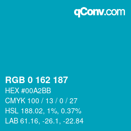 Color code: RGB 0 162 187 | qconv.com