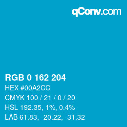 Color code: RGB 0 162 204 | qconv.com