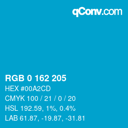 カラーコード: RGB 0 162 205 | qconv.com