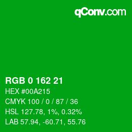 Color code: RGB 0 162 21 | qconv.com